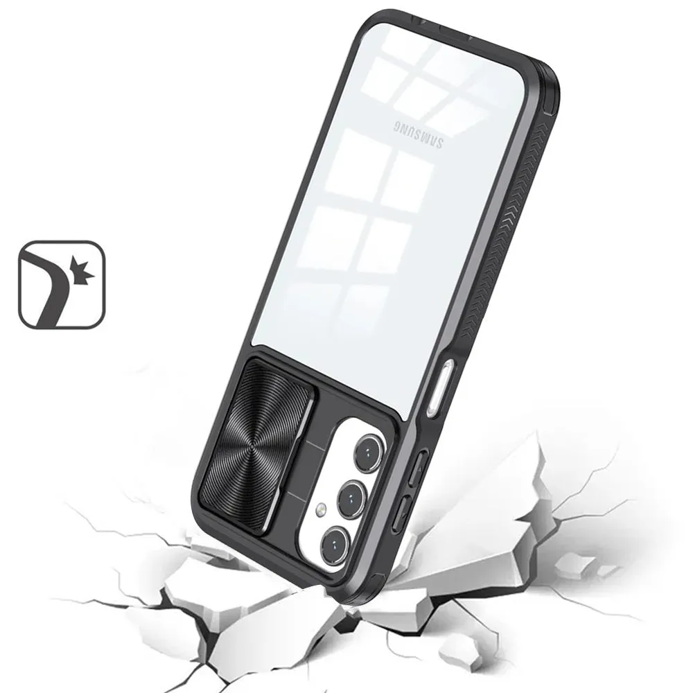 For Samsung Galaxy S25 Ultra Hybrid Cases with Sliding Camera Cover Transparent Shockproof Bumper TPU Protective Case Cover