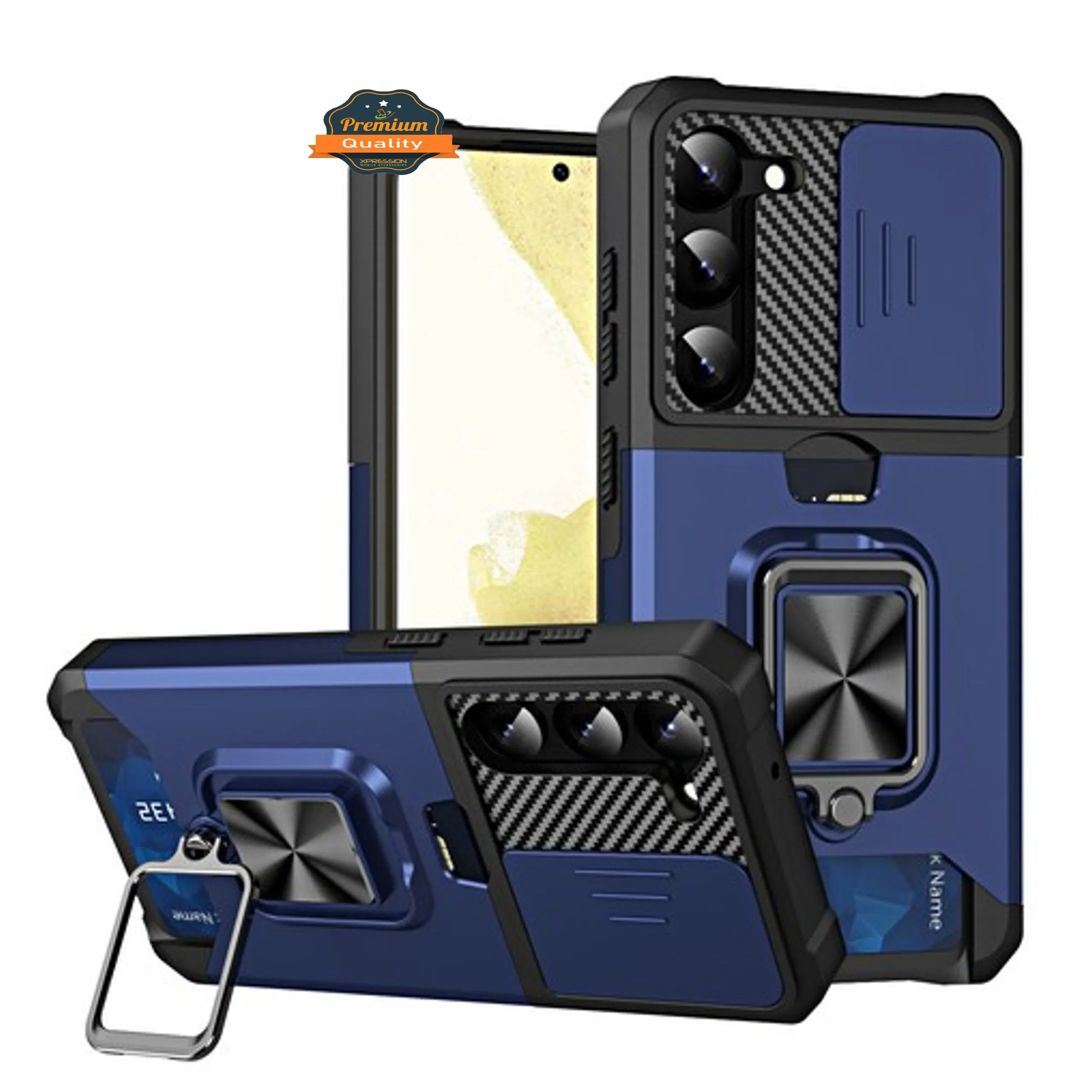 For Samsung Galaxy S25 Ultra Wallet Case with Slide Camera Protector, Credit Card Slot, Ring Sand, Magnetic Car Mount Case Cover