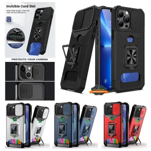 For Samsung Galaxy S25 Ultra Wallet Case with Slide Camera Protector, Credit Card Slot, Ring Sand, Magnetic Car Mount Case Cover