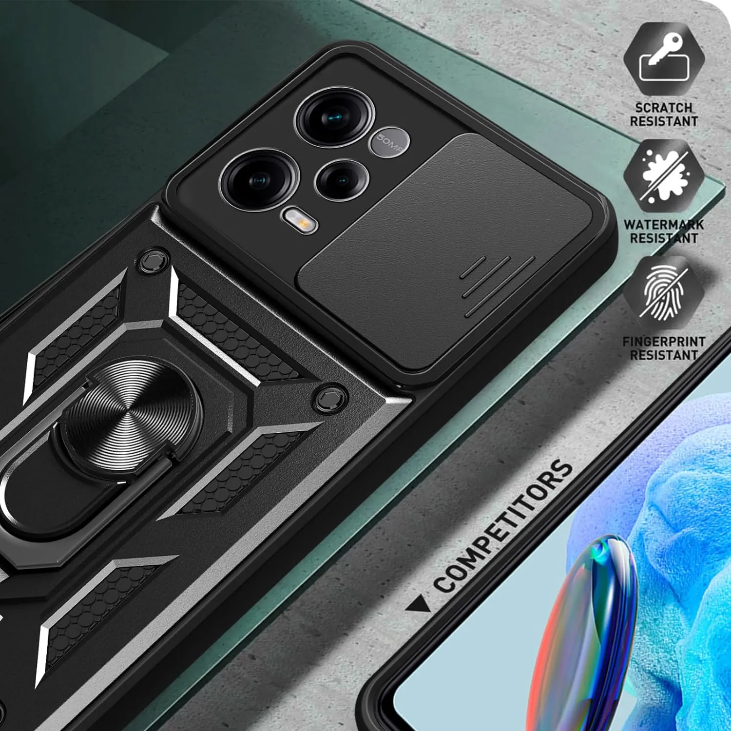 For Xiaomi Redmi Note 13 Pro Plus 4G 5G Case , Rind Stand Camera Phone Cover