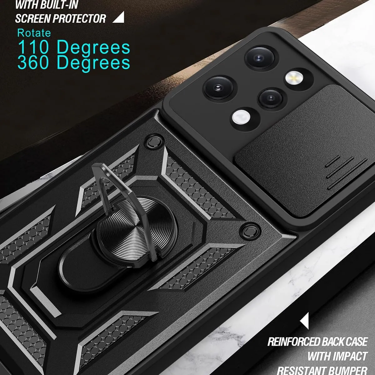 For Xiaomi Redmi Note 13 Pro Plus 4G 5G Case , Rind Stand Camera Phone Cover