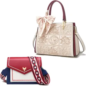 FOXLOVER Women's Crossbody bag and Satchel Top Handle bag with Embroidery