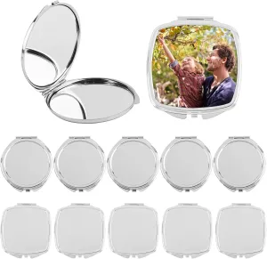 Framendino, 12 Pack Sublimation Cosmetic Mirror Blanks Personalized Travel Pocket Makeup Mirrors for DIY Picture Craft Round & Square