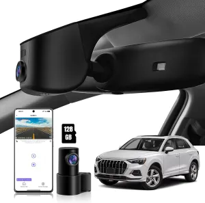 Front 4K   Rear 1080P Dash Cam for Audi 2019 2020 2021 2022 2023 2024 A4 A6 Allroad A3 A5 Q5 S4 S6 Q7 A8 S8 TT A7 S5 Q3 S3 S7 RS3 RS5 RS6 e-tron (Model A), OEM Look, WiFi & APP, 128GB Card