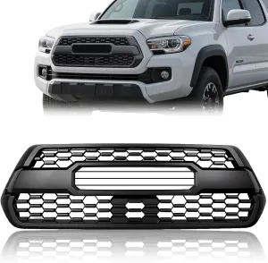 Front Grill Compatible with 2016-2023 Tacoma SR SR5 TRD Sport TRD Off-Road Front Hollow Grille with Letters ABS Plastic Matte Black