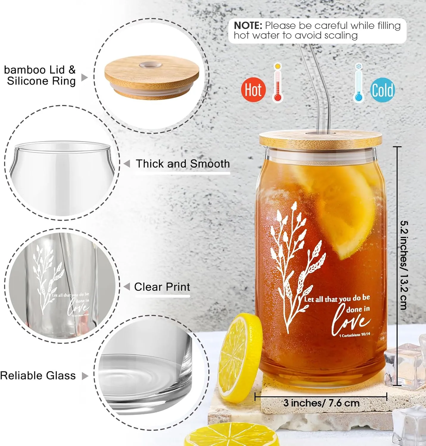 Fumete 8 Sets Christian Gift for Women Mother's Day Mom Flower Makeup Cosmetic Bag Bible Verse Glass Coffee Cup with Bamboo Lid Straw Mini Compact Mirror Religious Scripture Church Party (Bible-c)