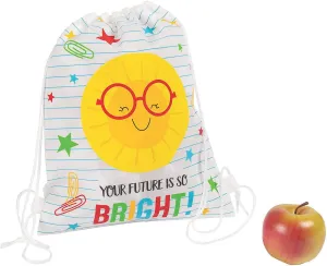 Fun Express BRIGHT FUTURE DRAWSTRING BACKPACK - Apparel Accessories - 12 Pieces
