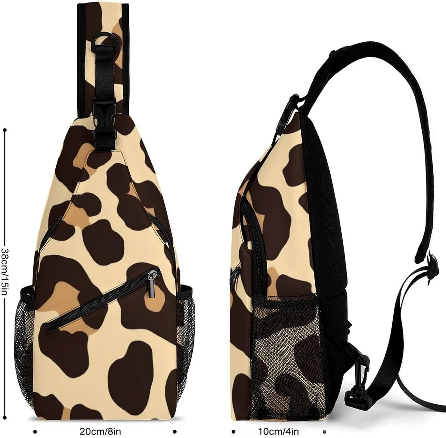 Funny Cool Cheetah Leopard Print Chest Bag for Sports, Women Men Causal Sling Bag Shoulder Pack Crossbody Backpack with Detachable Buckles for Hiking Daypack