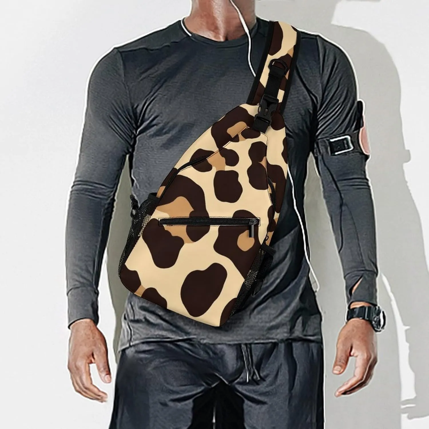 Funny Cool Cheetah Leopard Print Chest Bag for Sports, Women Men Causal Sling Bag Shoulder Pack Crossbody Backpack with Detachable Buckles for Hiking Daypack