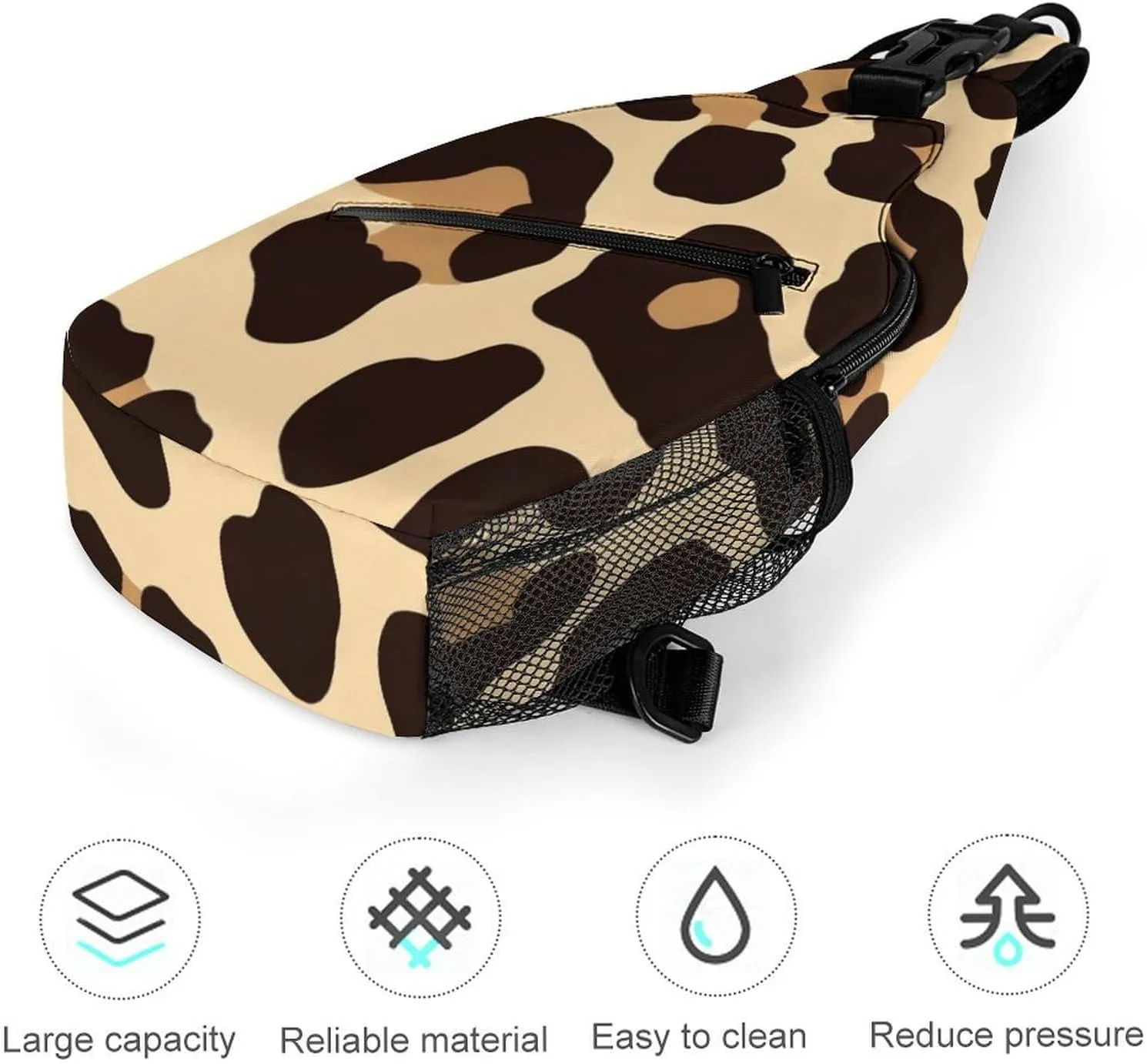 Funny Cool Cheetah Leopard Print Chest Bag for Sports, Women Men Causal Sling Bag Shoulder Pack Crossbody Backpack with Detachable Buckles for Hiking Daypack
