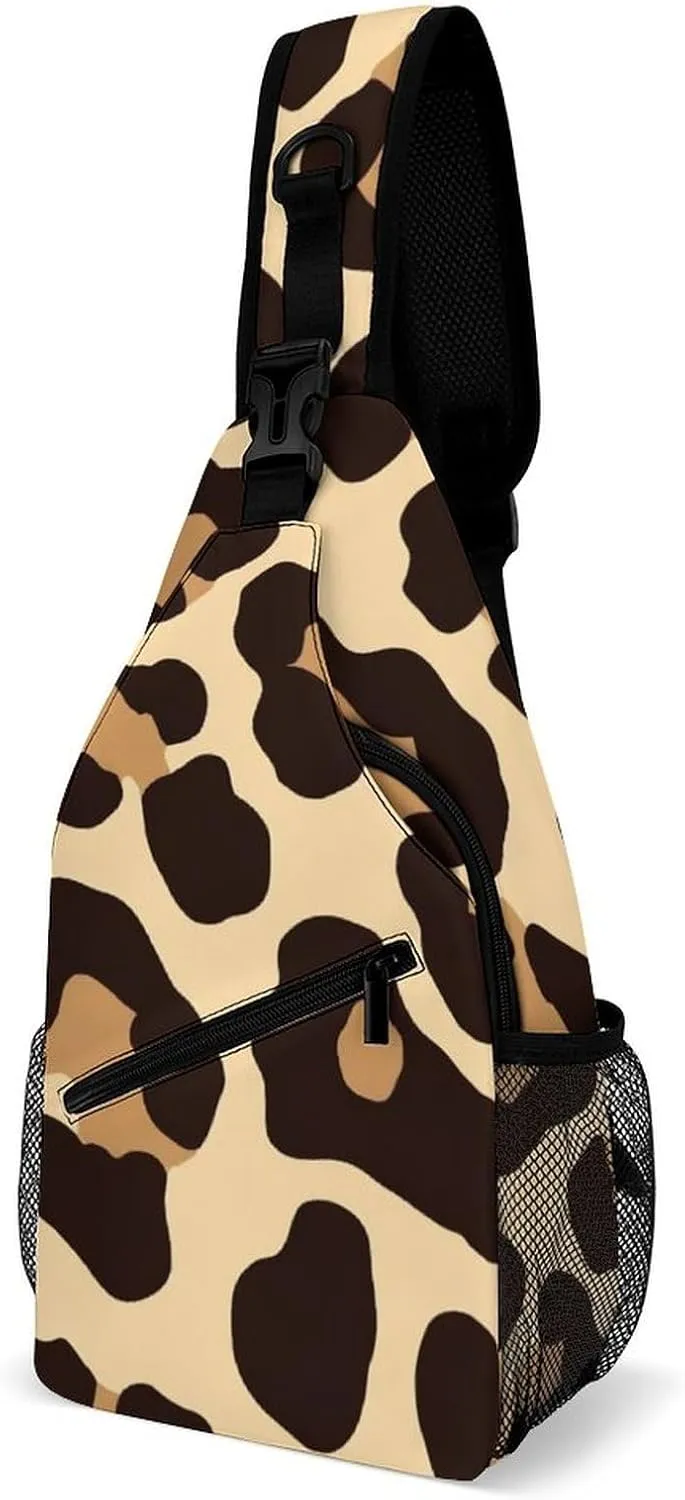 Funny Cool Cheetah Leopard Print Chest Bag for Sports, Women Men Causal Sling Bag Shoulder Pack Crossbody Backpack with Detachable Buckles for Hiking Daypack