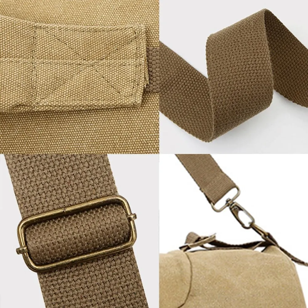 FUNSEED Cylinder Crossbody Bag Shoulder Bag Vintage Canvas Backpack For Travel Sports (Black)