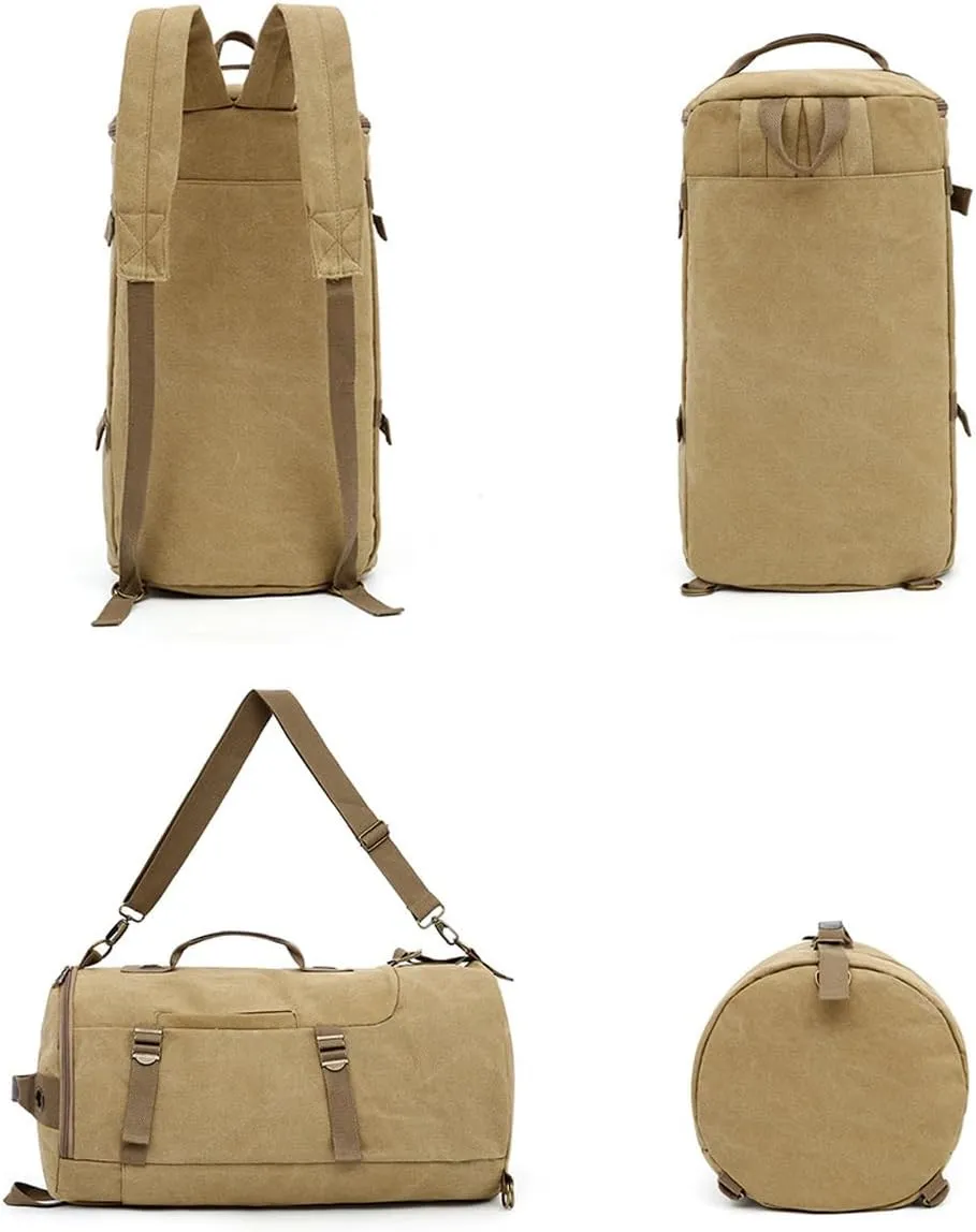 FUNSEED Cylinder Crossbody Bag Shoulder Bag Vintage Canvas Backpack For Travel Sports (Black)
