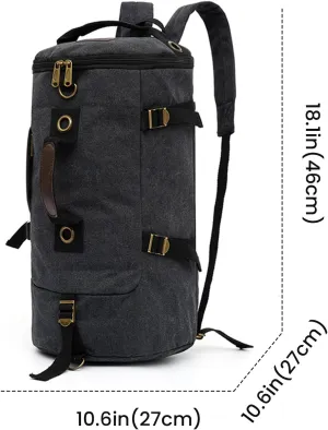 FUNSEED Cylinder Crossbody Bag Shoulder Bag Vintage Canvas Backpack For Travel Sports (Black)