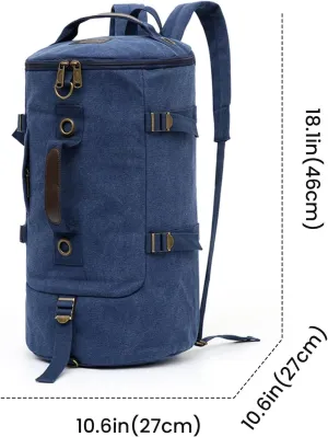 FUNSEED Cylinder Crossbody Bag Shoulder Bag Vintage Canvas Backpack For Travel Sports (Blue)