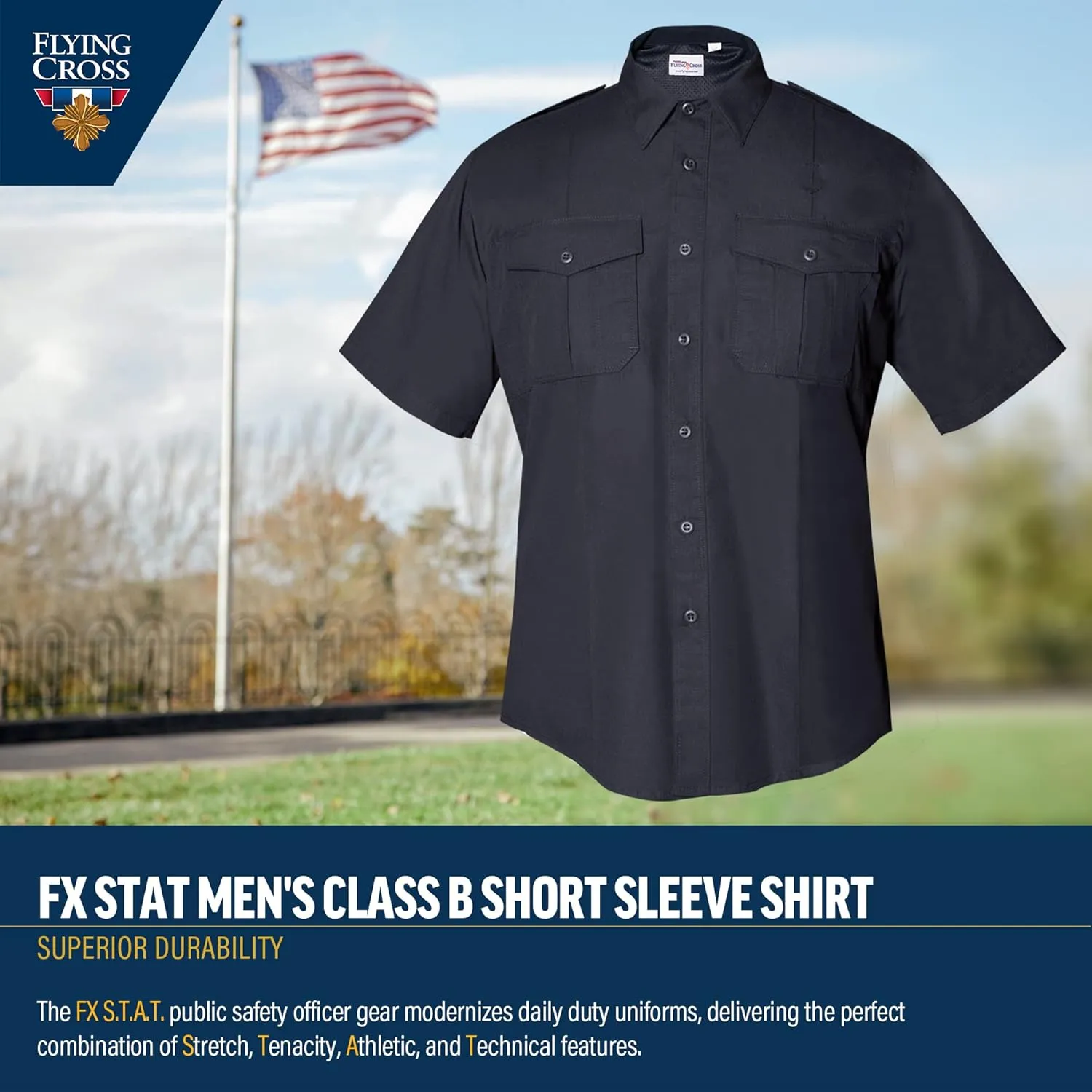 FX STAT Mens Law Enforcement Shirts, Police, Sheriff, EMT, Fire, Paramedic, Security, Class B Short Sleeve