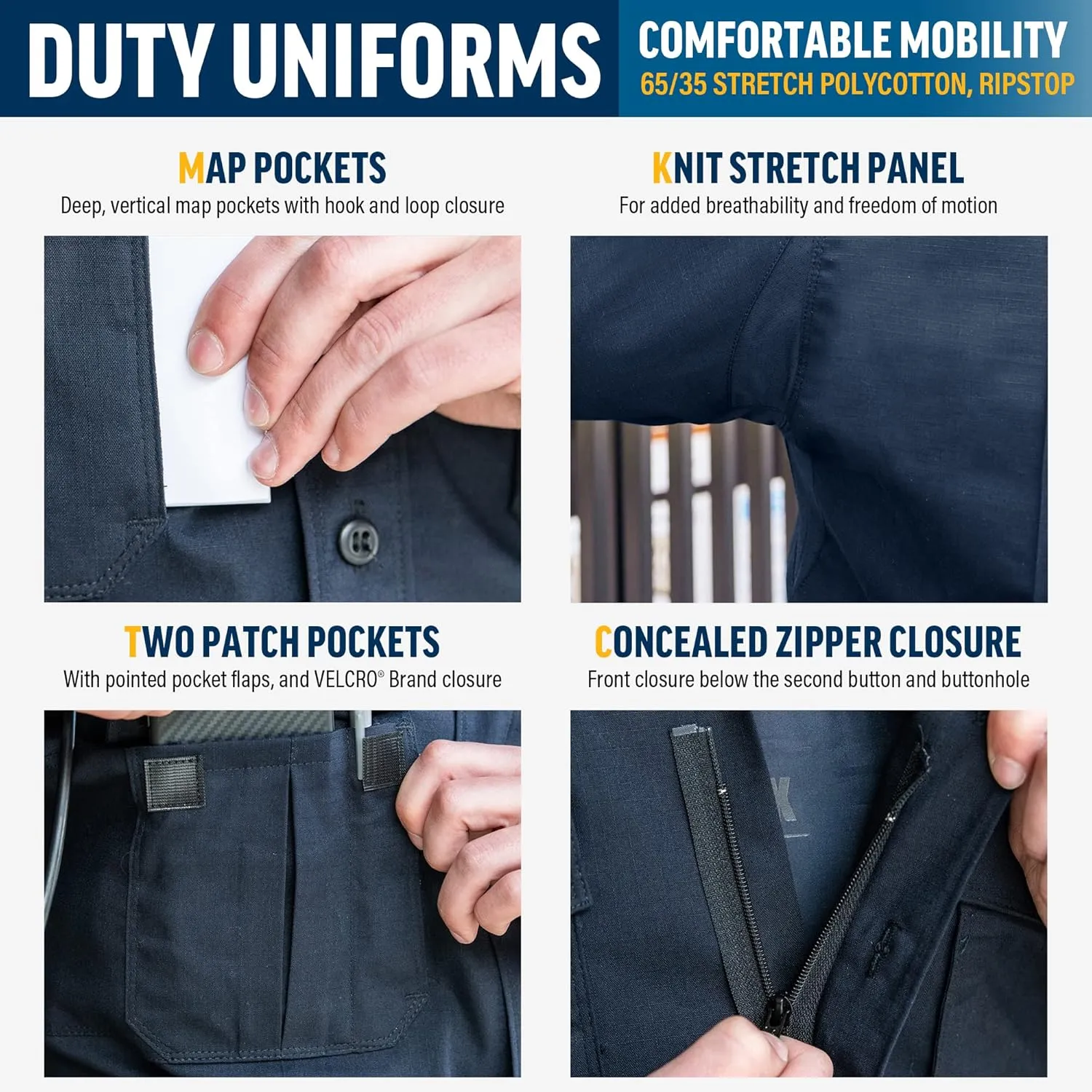 FX STAT Mens Law Enforcement Shirts, Police, Sheriff, EMT, Fire, Paramedic, Security, Class B Short Sleeve