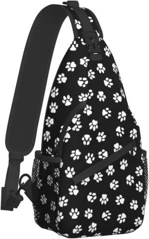 FyLybois Dog Paw Print Sling Bag for Travel Crossbody Bags for Women Sling Backpack Outdoor Cycling Hiking