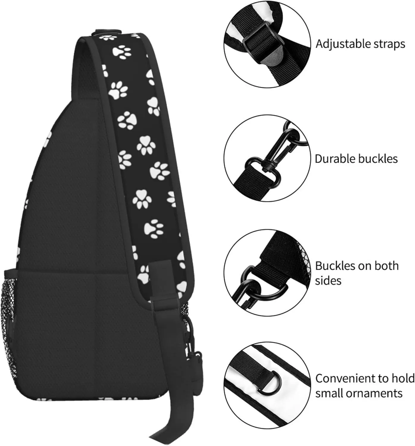 FyLybois Dog Paw Print Sling Bag for Travel Crossbody Bags for Women Sling Backpack Outdoor Cycling Hiking