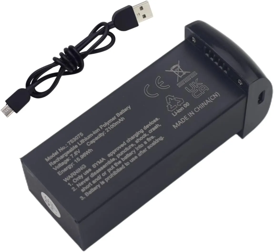 Fytoo Accessories 7.6V 2100mAh Lithium Battery for SYMA X650 W3 HT50 V11MINI F7MINI F11MINI Aerial Vehicle Lithium Battery Brushless Motor Electronic Anti-Shake Camera Professional RC Aircraft