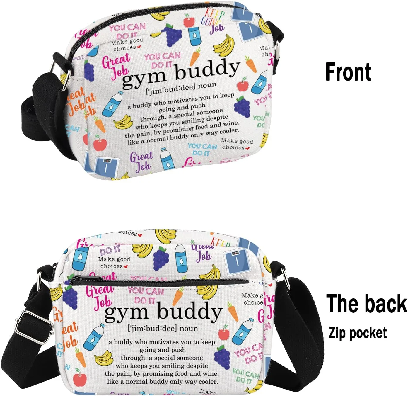 G2TUP Gym Lover Gift Gym Buddy Definition Makeup Bag Fitness Instructor Cosmetic Fitness Gift Workout Buddy Gift (Gym Buddy Def HS)