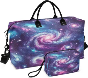 Galaxy Nebula Pattern Travel Duffel Bag, Shoulder Weekender Overnight Bags - Large Gym Bag with Wet Pocket