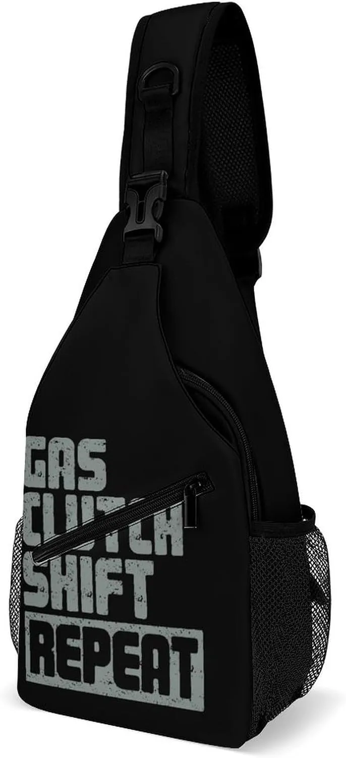 Gas Clutch Shift Repeat Crossbody Sling Bag for Men Women Lightweight Chest Bag Sling Backpack for Hiking Travel
