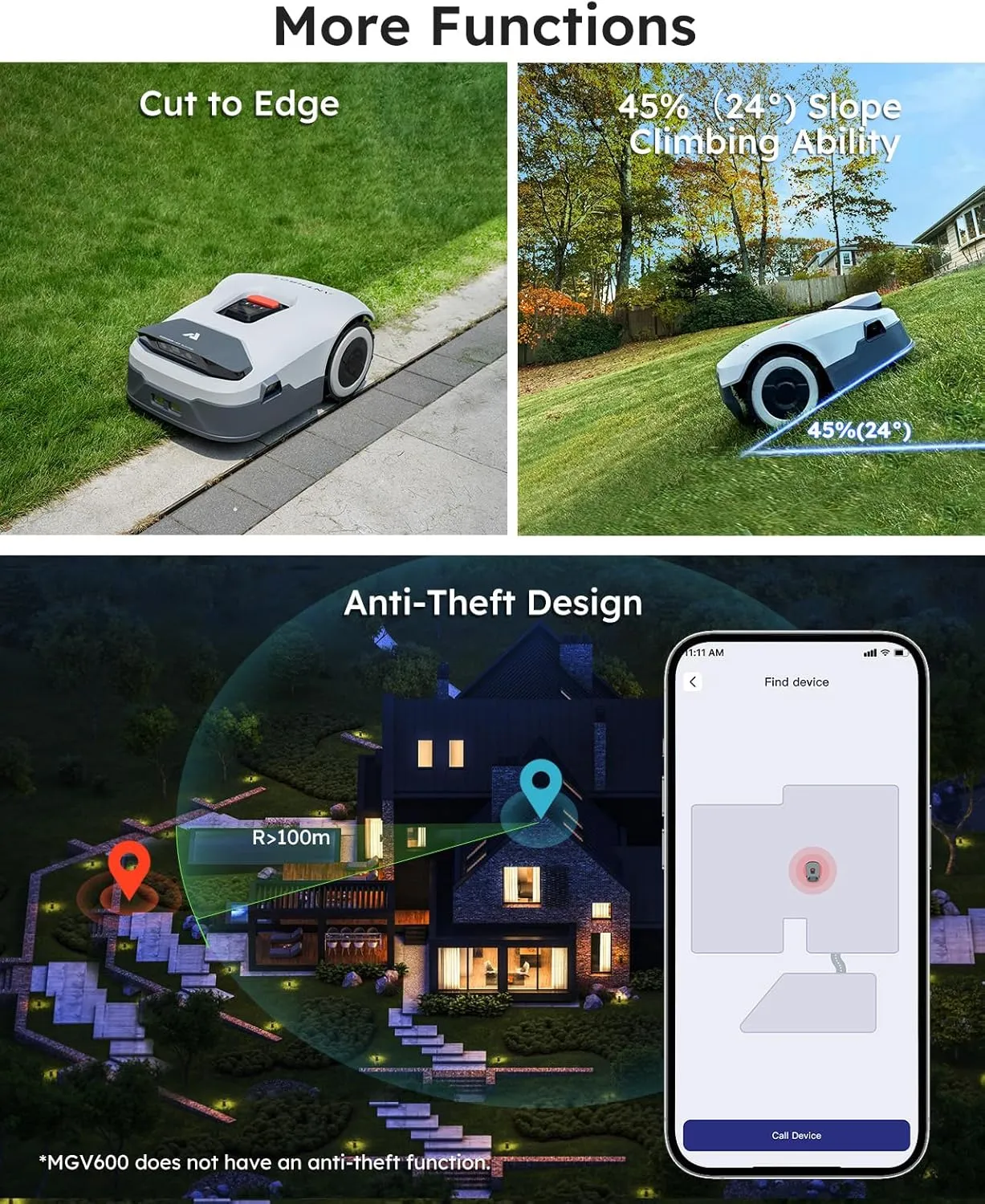 Genie600 Robot Lawn Mower - NO Wire, Full Band RTK 4-Eye Vision Robotic Lawnmower for 0.23 Acre, Auto Mapping, Multi-Zone Management, Accurate Obstacle Avoidance, Intelligent Path Planning