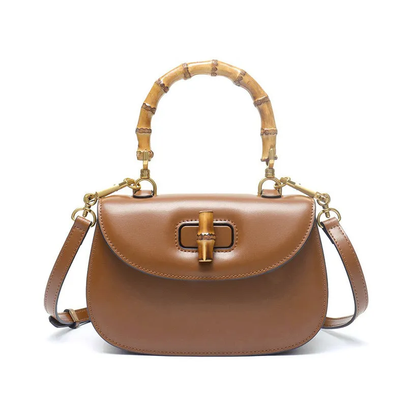 Genuine Leather Retro Bamboo Mini Bag Handbags for Woman