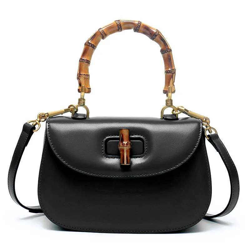 Genuine Leather Retro Bamboo Mini Bag Handbags for Woman