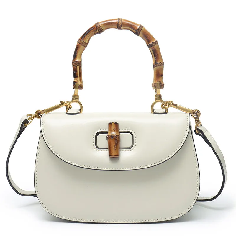Genuine Leather Retro Bamboo Mini Bag Handbags for Woman
