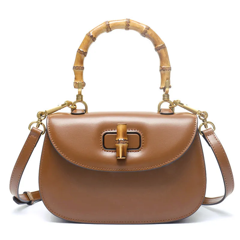 Genuine Leather Retro Bamboo Mini Bag Handbags for Woman