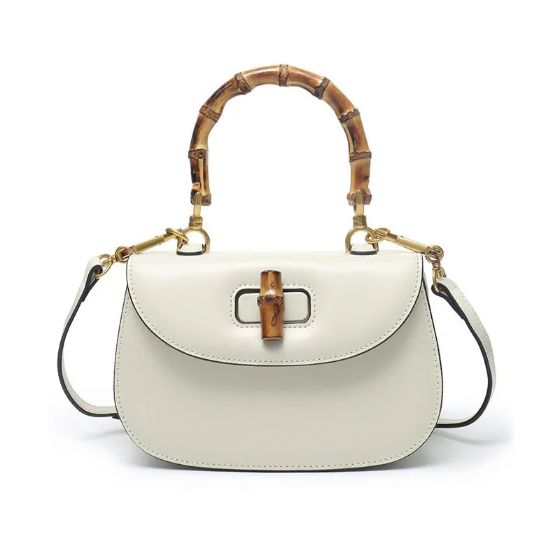 Genuine Leather Retro Bamboo Mini Bag Handbags for Woman