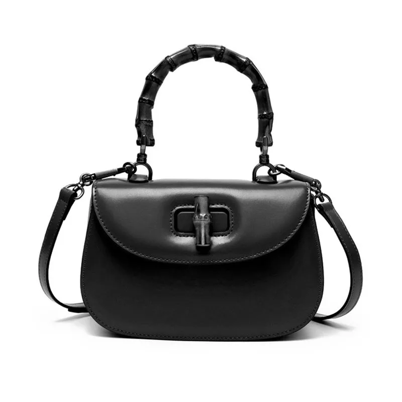 Genuine Leather Retro Bamboo Mini Bag Handbags for Woman