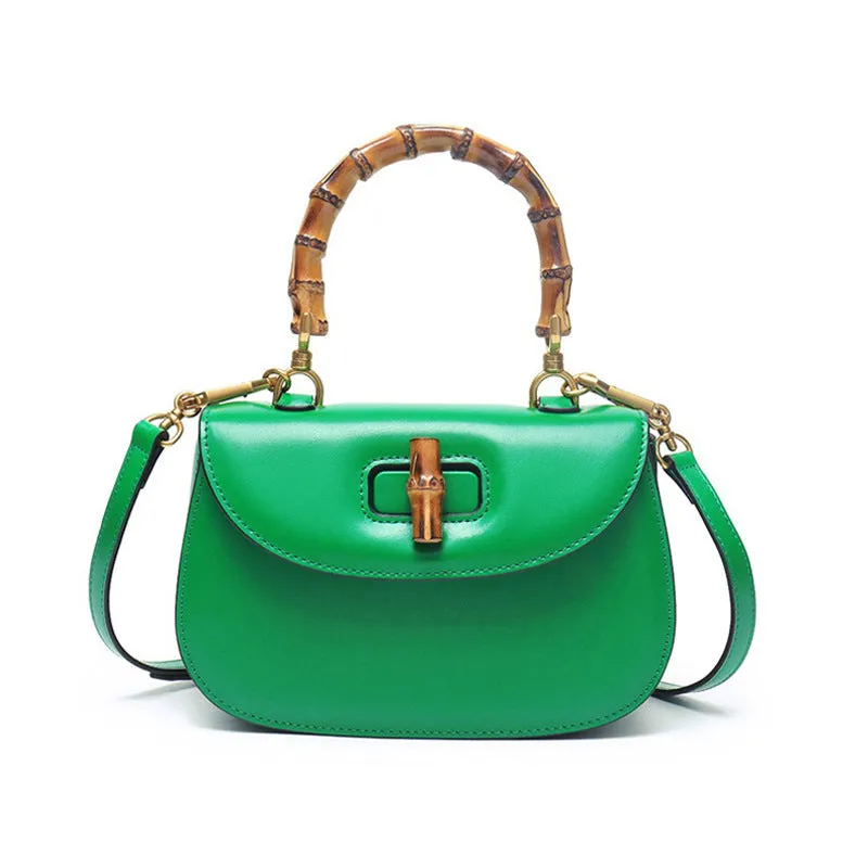 Genuine Leather Retro Bamboo Mini Bag Handbags for Woman