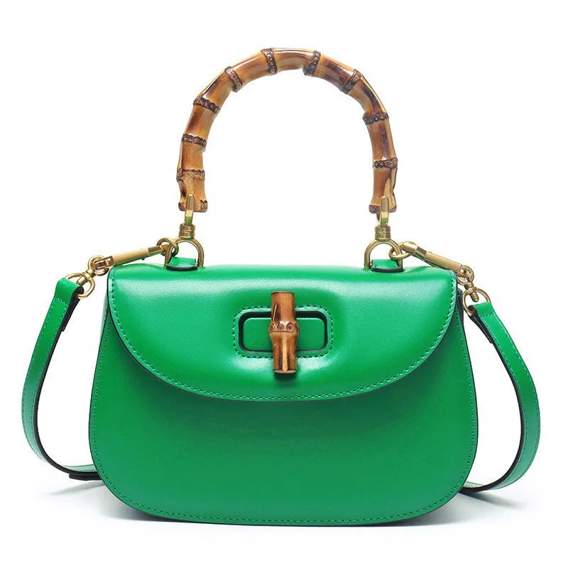 Genuine Leather Retro Bamboo Mini Bag Handbags for Woman