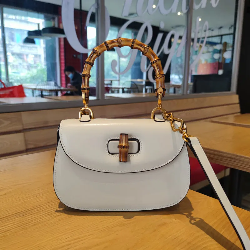 Genuine Leather Retro Bamboo Mini Bag Handbags for Woman