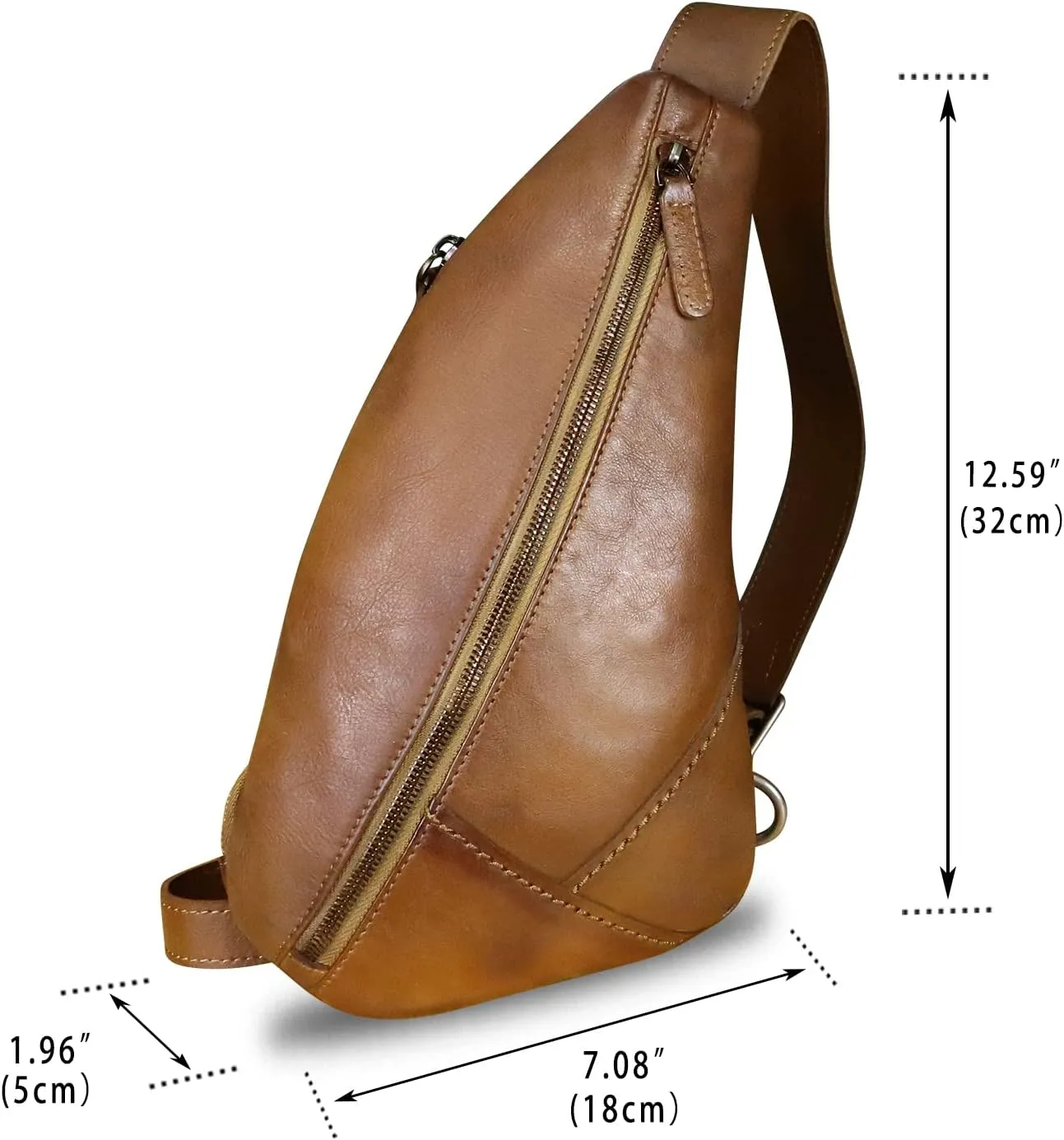 Genuine Leather Silng Bag for Women and Men Vintage Leather Sling Backpack Shoulder Crossbody Bag Chest Purses