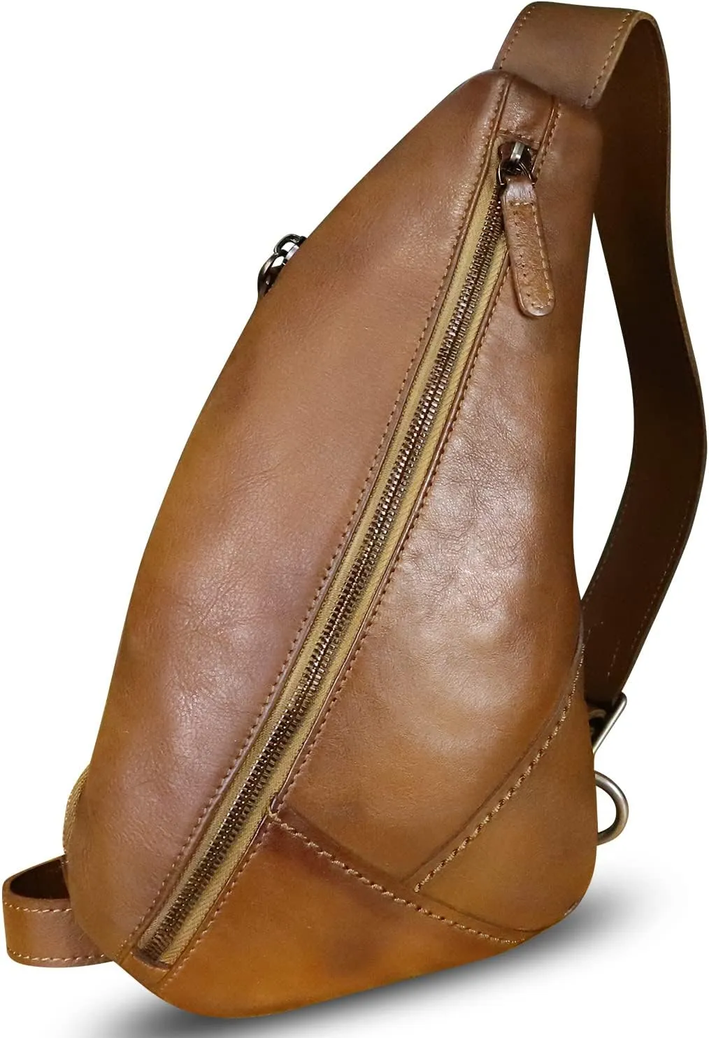 Genuine Leather Silng Bag for Women and Men Vintage Leather Sling Backpack Shoulder Crossbody Bag Chest Purses