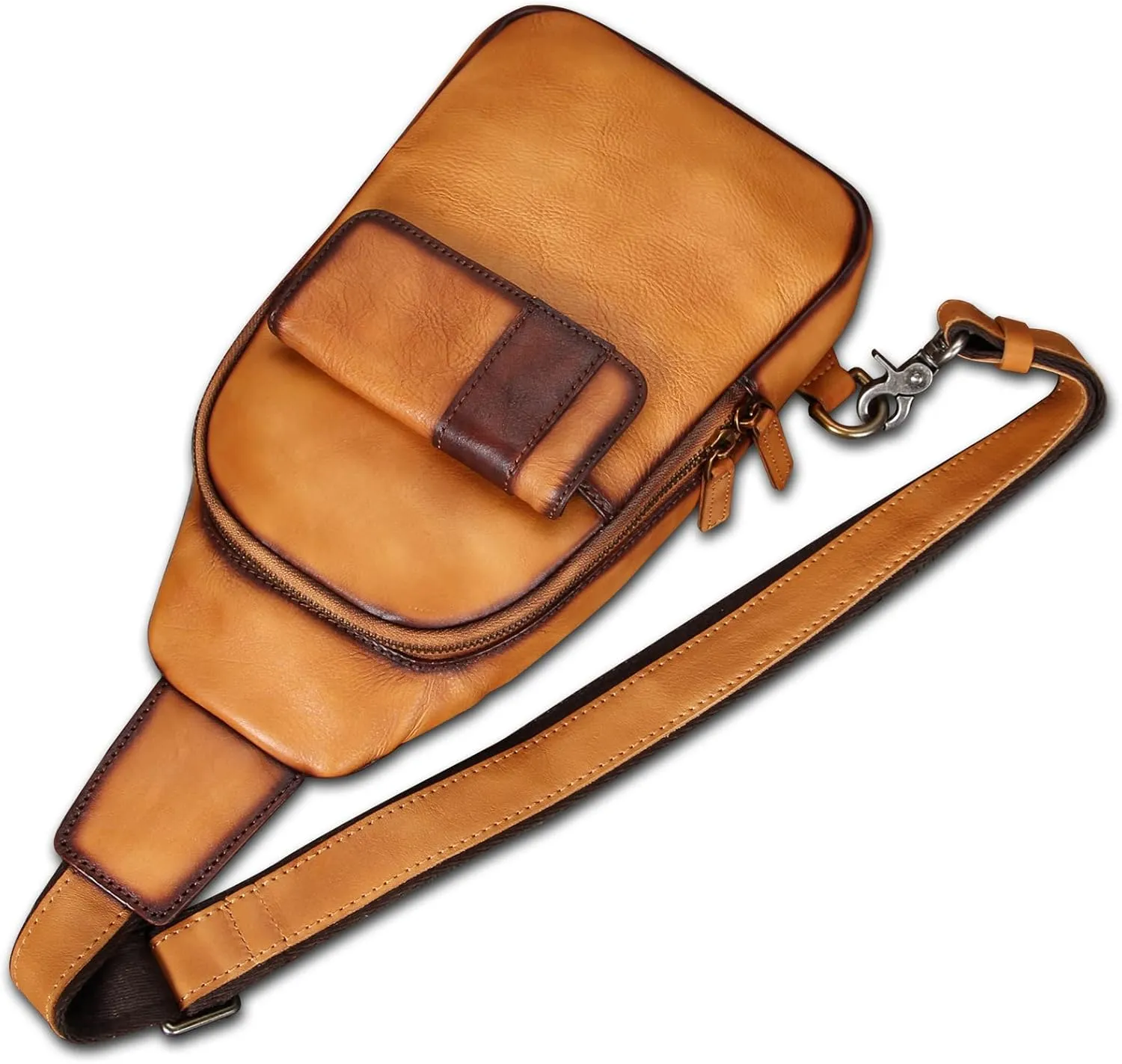 Genuine Leather Sling Bag - Vintage Sling Backpack for Men & Women - Fashion Shoulder & Crossbody Bag