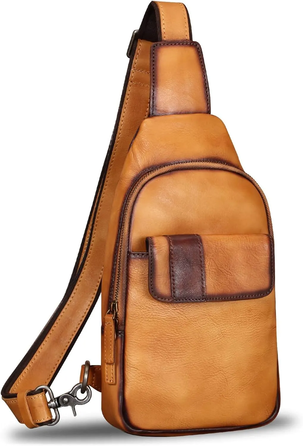 Genuine Leather Sling Bag - Vintage Sling Backpack for Men & Women - Fashion Shoulder & Crossbody Bag