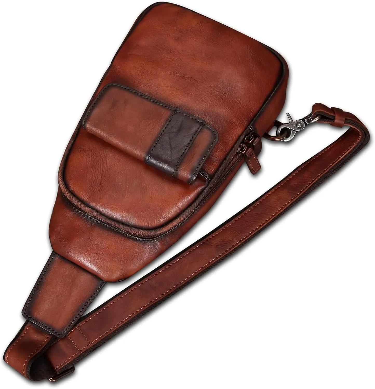 Genuine Leather Sling Bag - Vintage Sling Backpack for Men & Women - Fashion Shoulder & Crossbody Bag
