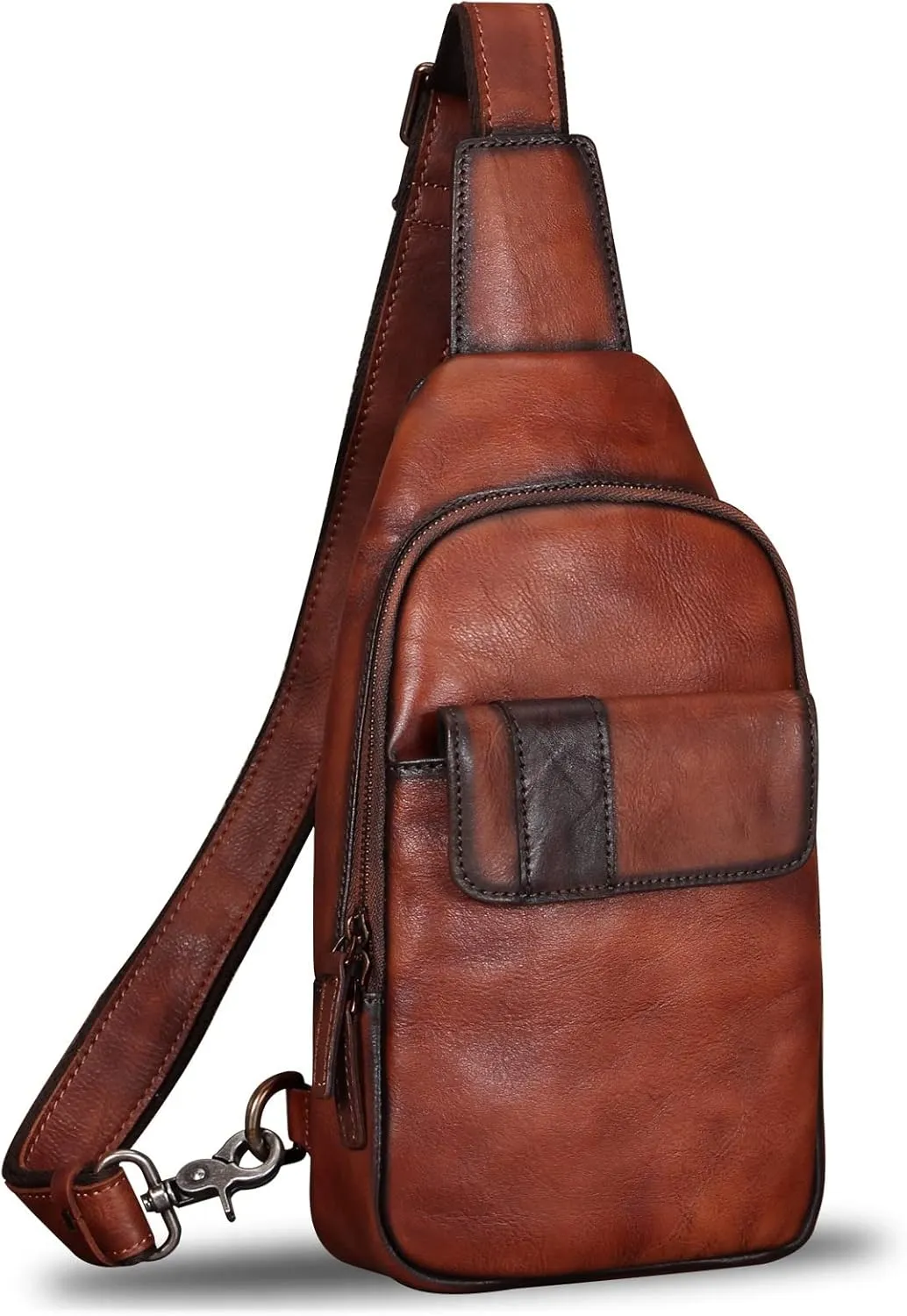 Genuine Leather Sling Bag - Vintage Sling Backpack for Men & Women - Fashion Shoulder & Crossbody Bag
