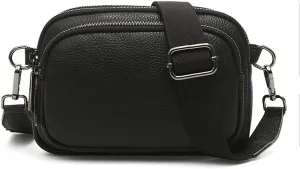 Genuine Leather Womens Crossbody Purse with Wide Adjustable Guitar Strap Trendy Crossbody Bag for Women