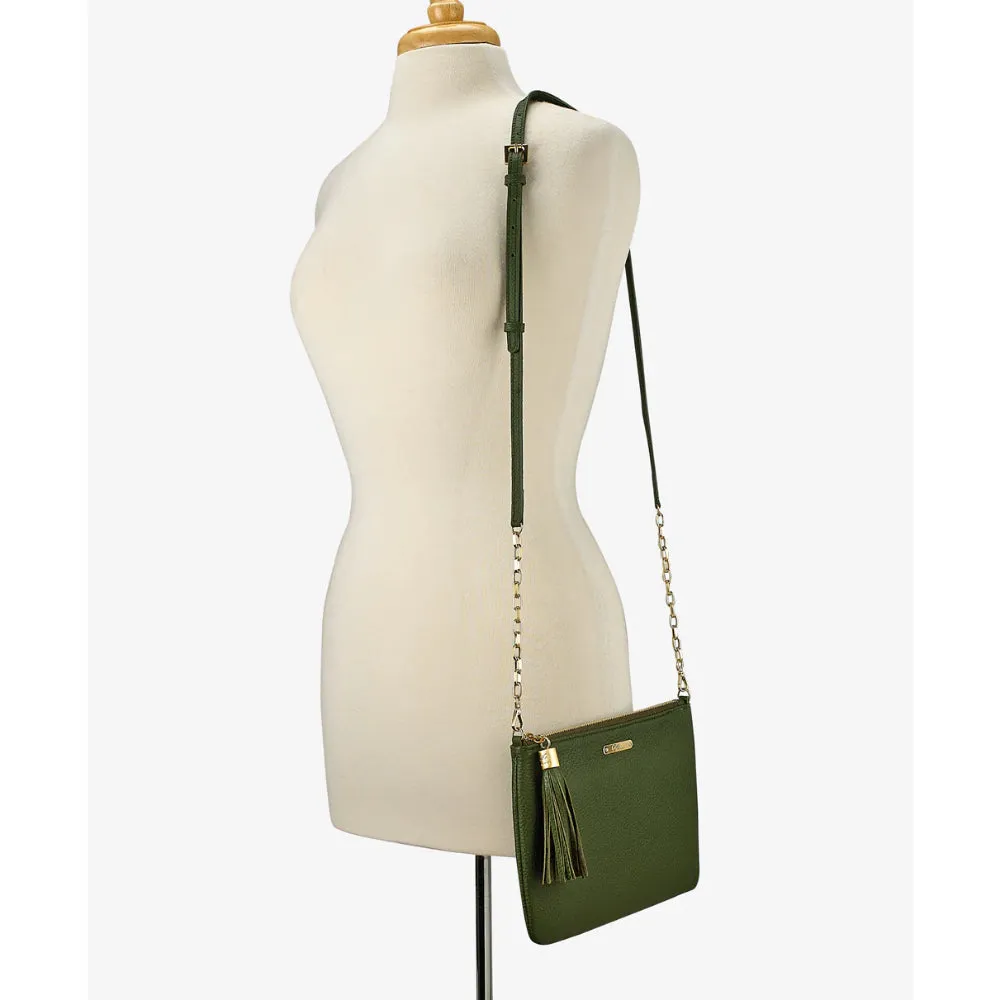 GiGi New York Chelsea Chain Crossbody - Moss Pebble Grain Leather