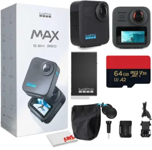 GoPro MAX 360 (2025) Action Camera Dual-Lens 5.6K 360 Video   Hero Mode with Cleaning Set   64GB Memory Card and More