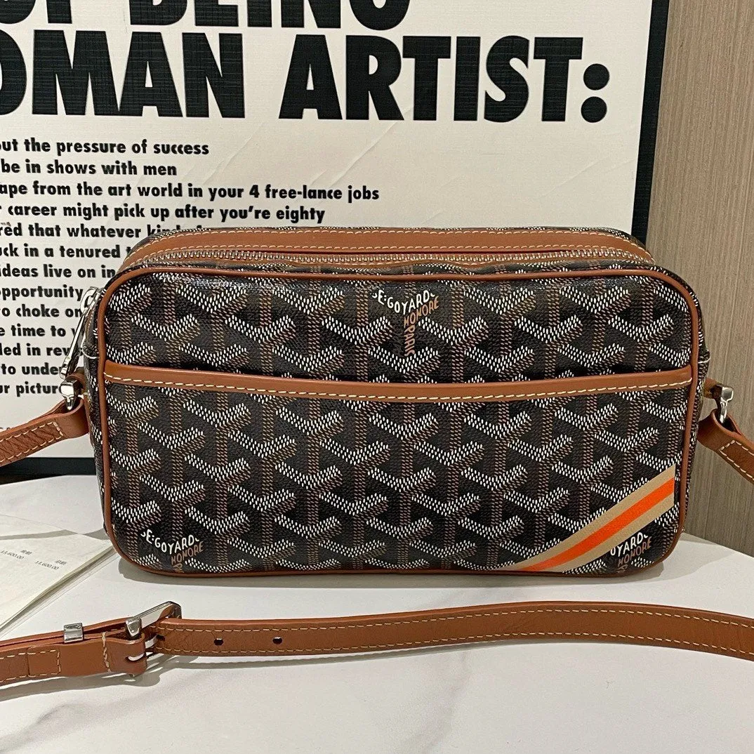 Goyard Preloved Chevron Camera Bag Brown Crossbody (2020) #13397
