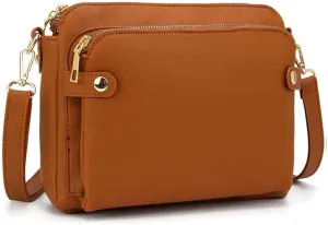 Gpmsign Crossbody Bag, 2024 New Gpmsign 3 Layer Crossbody Leather Shoulder Bags with Built Compartments