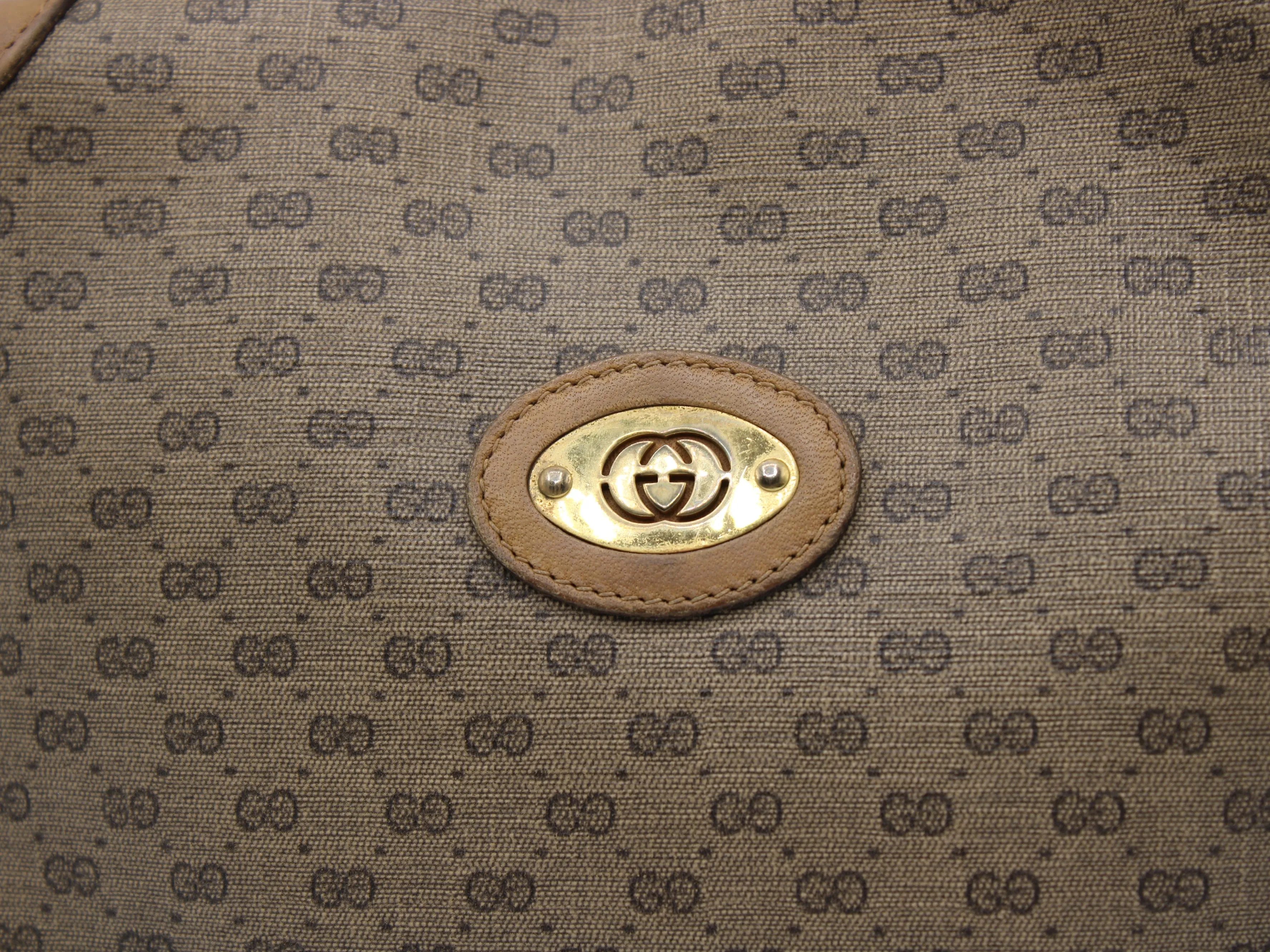 Gucci Bag Micro Bree GG Canvas Crossbody Gold Accents Vintage
