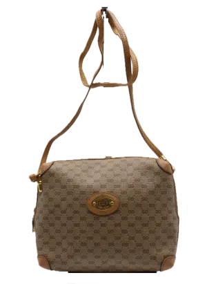 Gucci Bag Micro Bree GG Canvas Crossbody Gold Accents Vintage